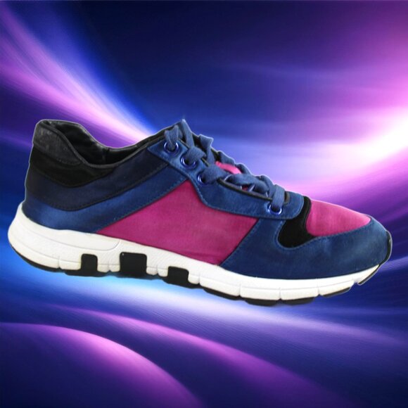 Gucci Web Runner Color Block Navy Fuchsia Lace-Up Trainers Size 36.5 (US 6.5) - Picture 5 of 14